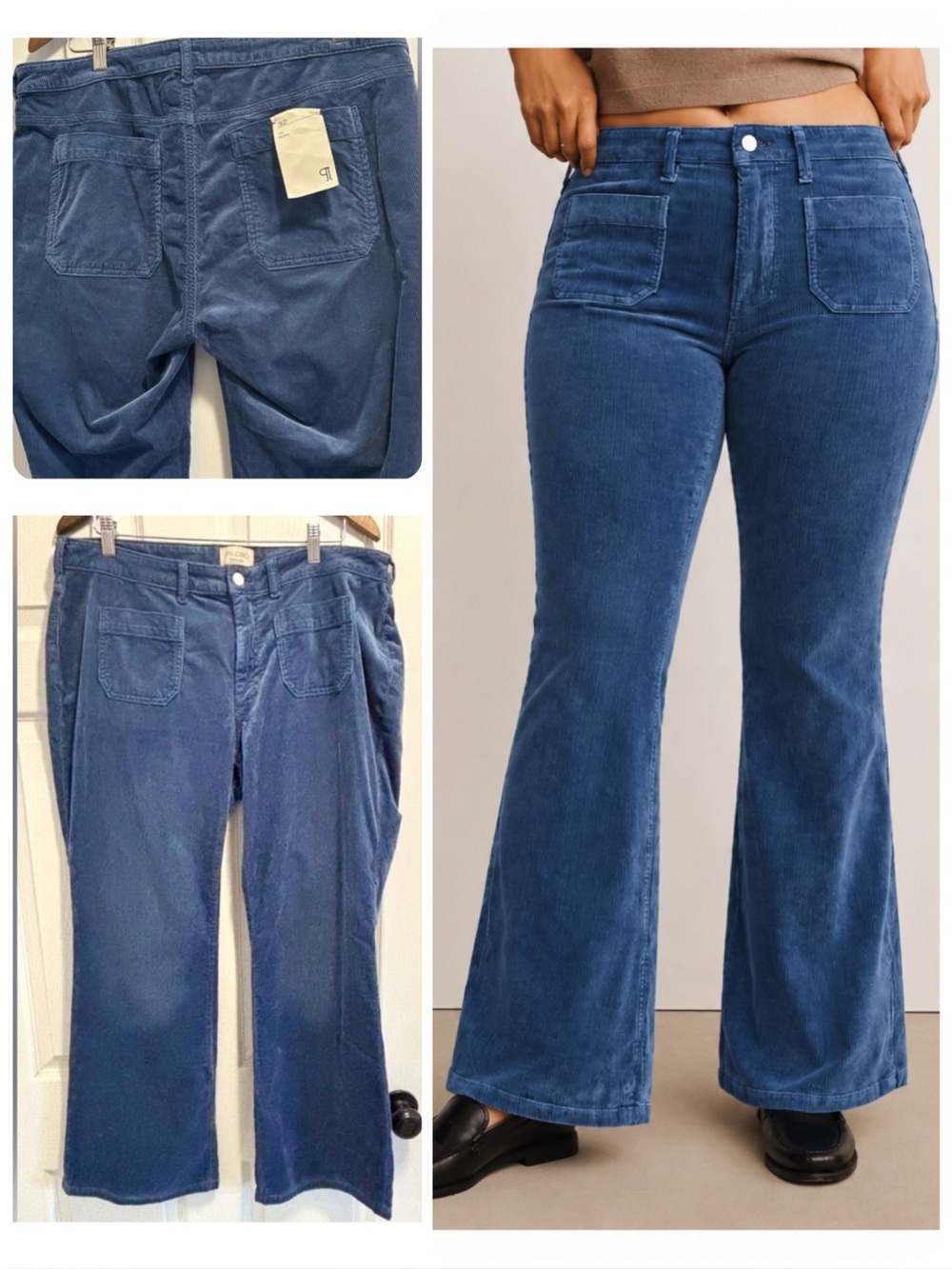 NWT Anthropologie Pilcro The Icon Corduroy Flare Jeans Pants Mid-Rise Blue Sz 32